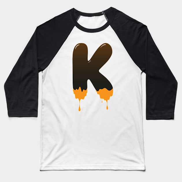 Chocolate Alphabet Letter K Baseball T-Shirt by Kangina